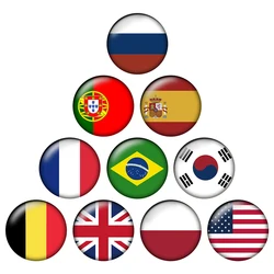 24pcs/lot Nation Flags Brazil France Portugal Spain USA Photo Round Photo Glass Cabochon Demo Flat Back Making Finding H013