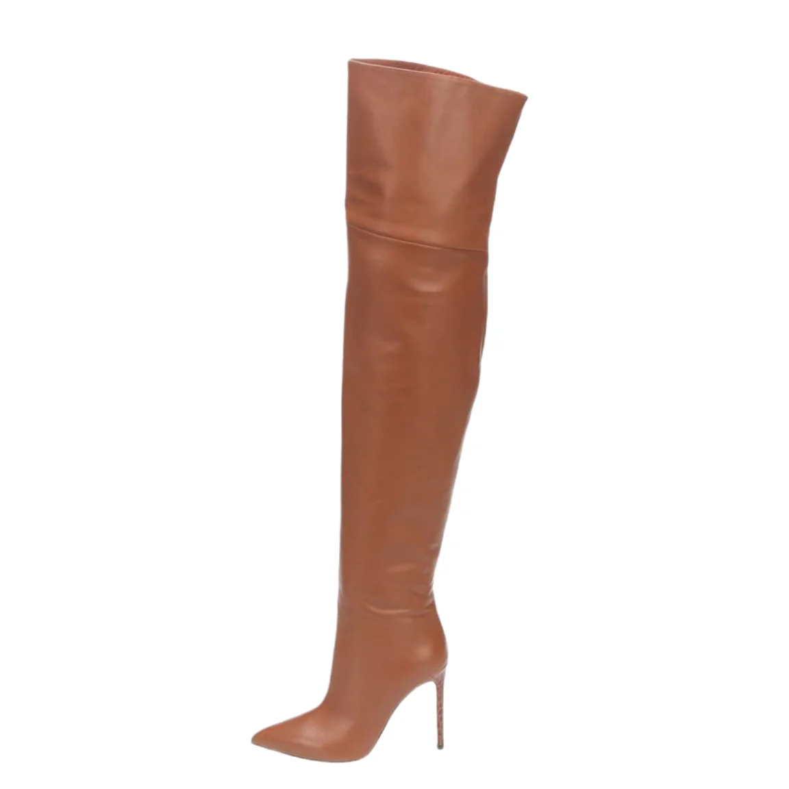 Arden Furtado Women's Autumn Brown Over-The-Knee Boots Pointed Toe Thin Heel Patchwork Slip-On Super High Heel Fashion Knight
