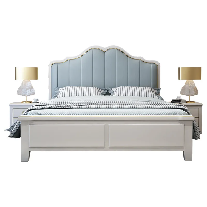 American solid wood bed 1.8 meters soft double bed light luxury  master bedroom princess bed 1.5 meters modern simple storage