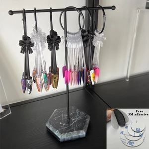 Alto nível de madeira inferior ouro em forma de t brincos anel colar relógio prateleira de jóias suporte contador pingente exibição de jóias 10 principais vendas prateleira decorativa dourada - №2