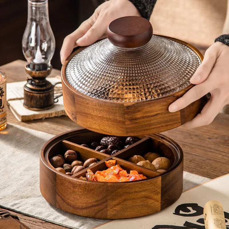 

Solid Wood Chinese Nut Snack Storage Box Household Melon Seed Box Wedding Living Room Coffee Table Creative