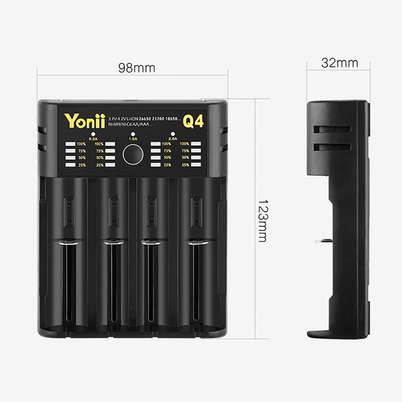 18650 Charger 4 Slot Usb 21700 Aa Aaa 26650 Smart Lithium Battery Nimh Battery Independent Charger