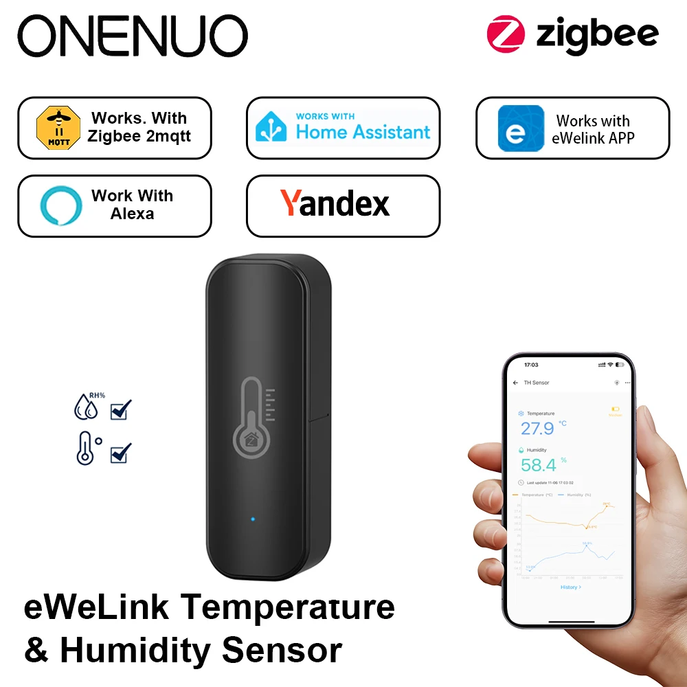 Ewelink ZigBee3.0 Temperature Humidity Sensor APP Control Thermometer Hygrometer Controller Works WithAlexa Google 2MQTT
