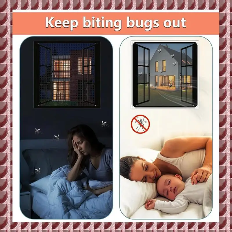 

A95G Magnetic Window Screen Adjustable DIY Window Net Screens Mesh Max 39 X 59Inch Fiberglass Grey Mesh For House Windows