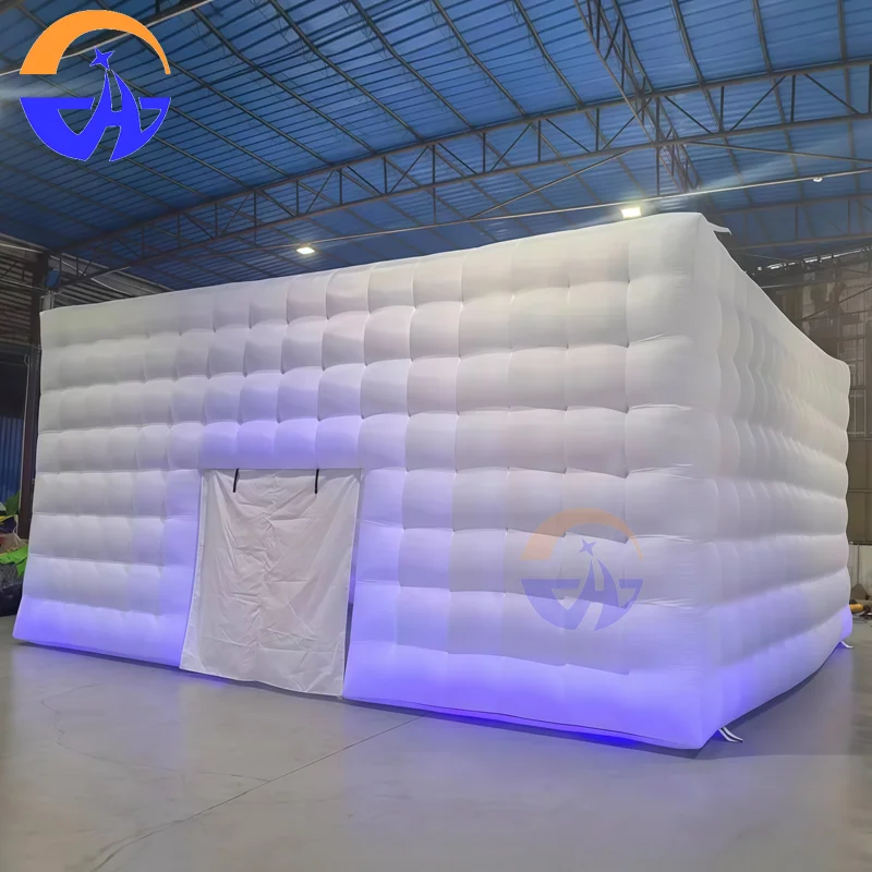8x8x4m Grote Witte Opblaasbare Nachtclub Disco Kubus Party Tent Kubus Bruiloft Tent Vierkant tuinhuisje Evenement Onderdak Draagbare Paviljoen