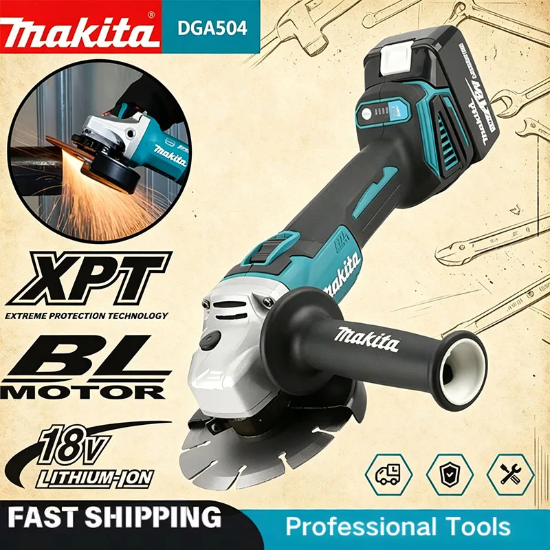 Makita DGA504 18V 6.0Ah 125mm Brushless Angle Grinder, Lithium‑ion Rechargeable High‑Power Multi‑Purpose All‑in‑One Cutting Tool