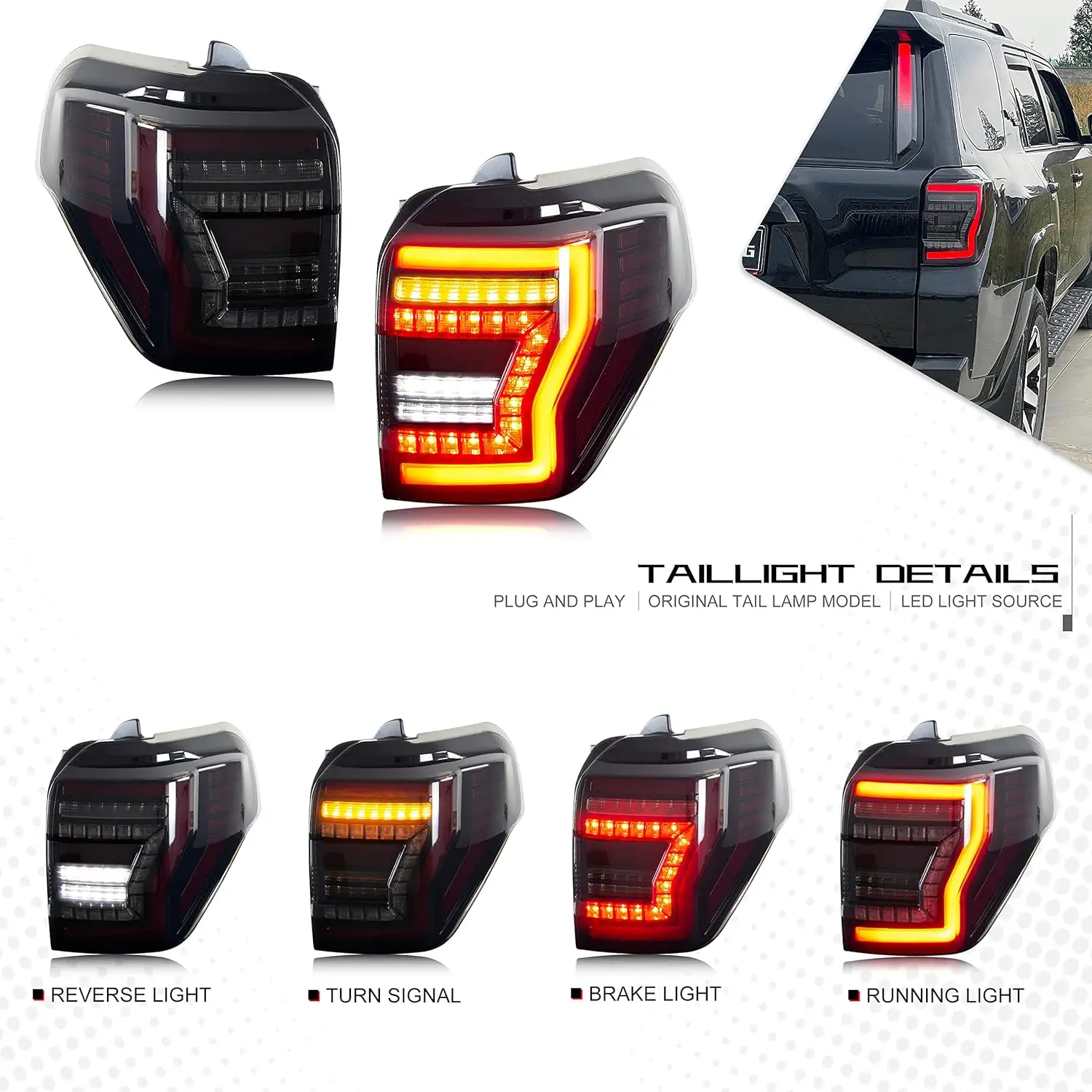 LED Tail Lights for Toyota 4Runner 2010-2021 SR5 TRD Off Road Lmited Start-up Animation Sequential Indicator Rear Lamps