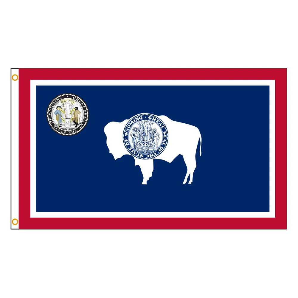 3×5Ft Wyoming Emblem Flag Polyester Printed Banner US state Tapestry For Decor