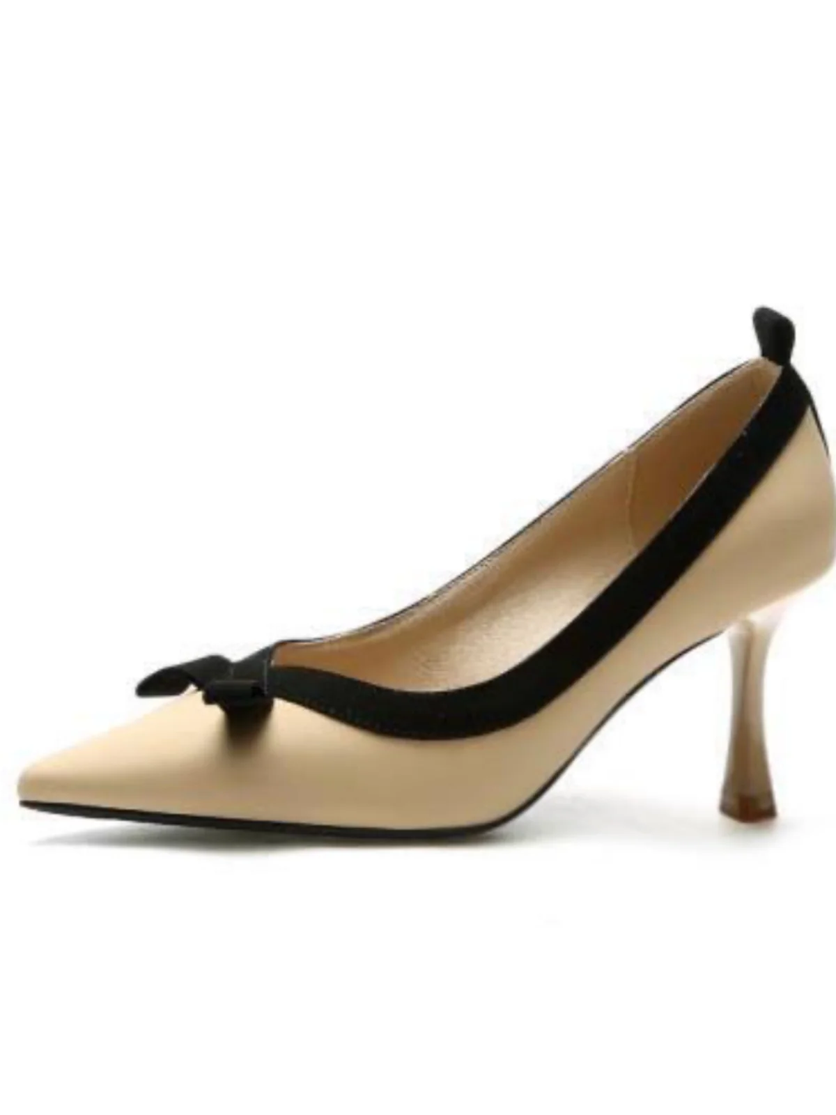 

Весна 2024, новые женские туфли на высоком каблуке с острым носком и узлом, тонкий каблук Single oes, небольшой размер, модные для поездок на работу...