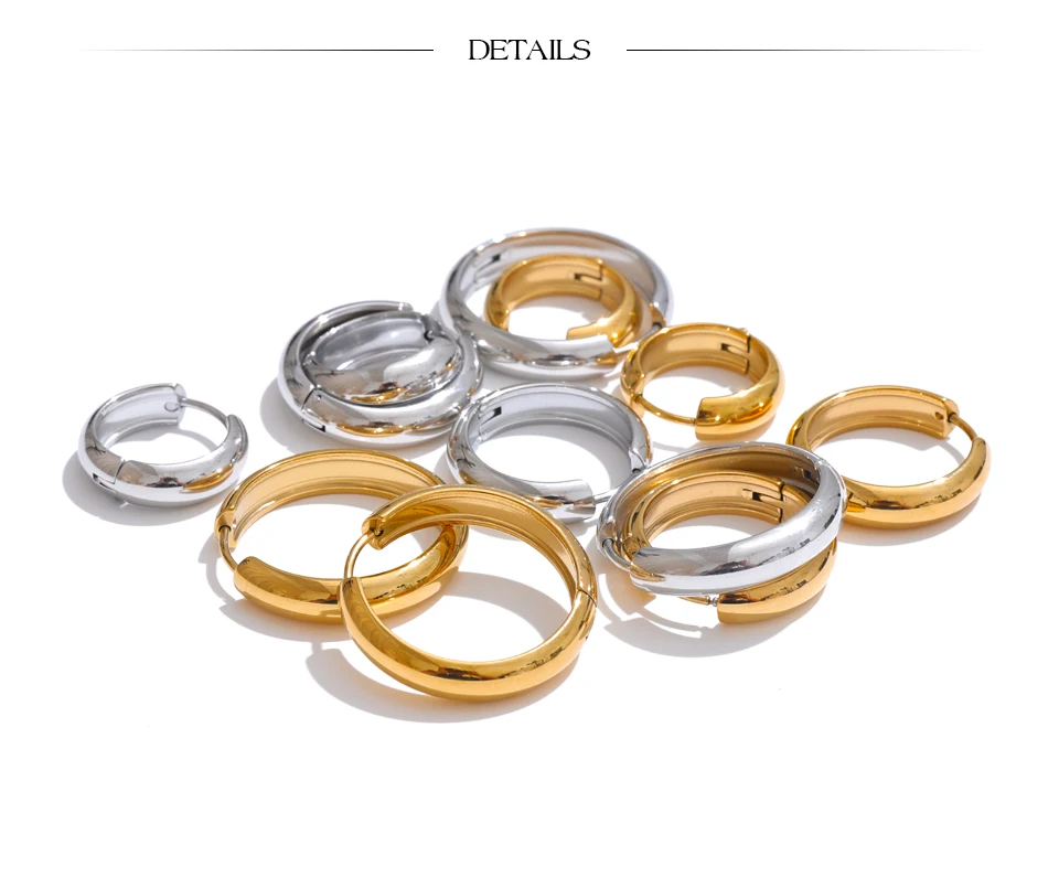 Yhpup 13/17/22 mm runde tägliche Creolen aus Edelstahl für Unisex, Herren und Damen, hochwertiger, vielseitiger Schmuck, wasserdicht, Japan – Detail 10