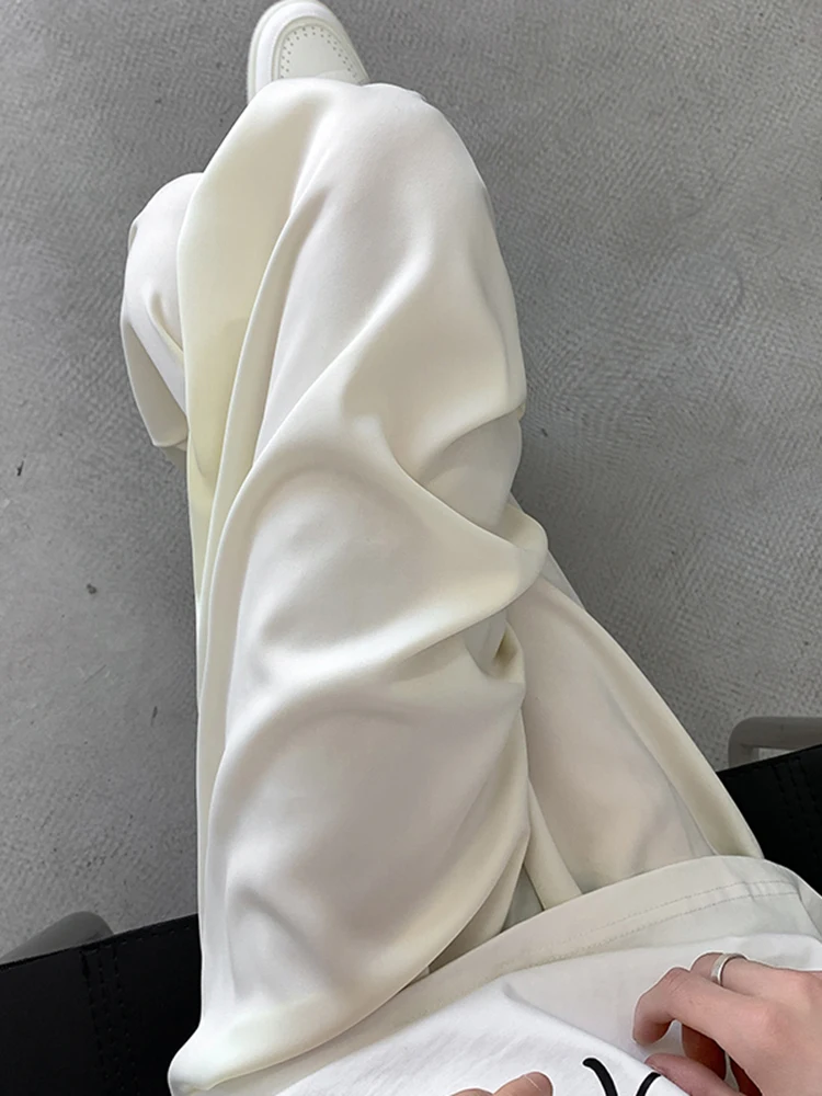 

Ice Silk Loose Fit Casual Pants for Men Summer Thin Straight Leg Drapey Cool Feeling Faionable Brand Casual Long Trousers