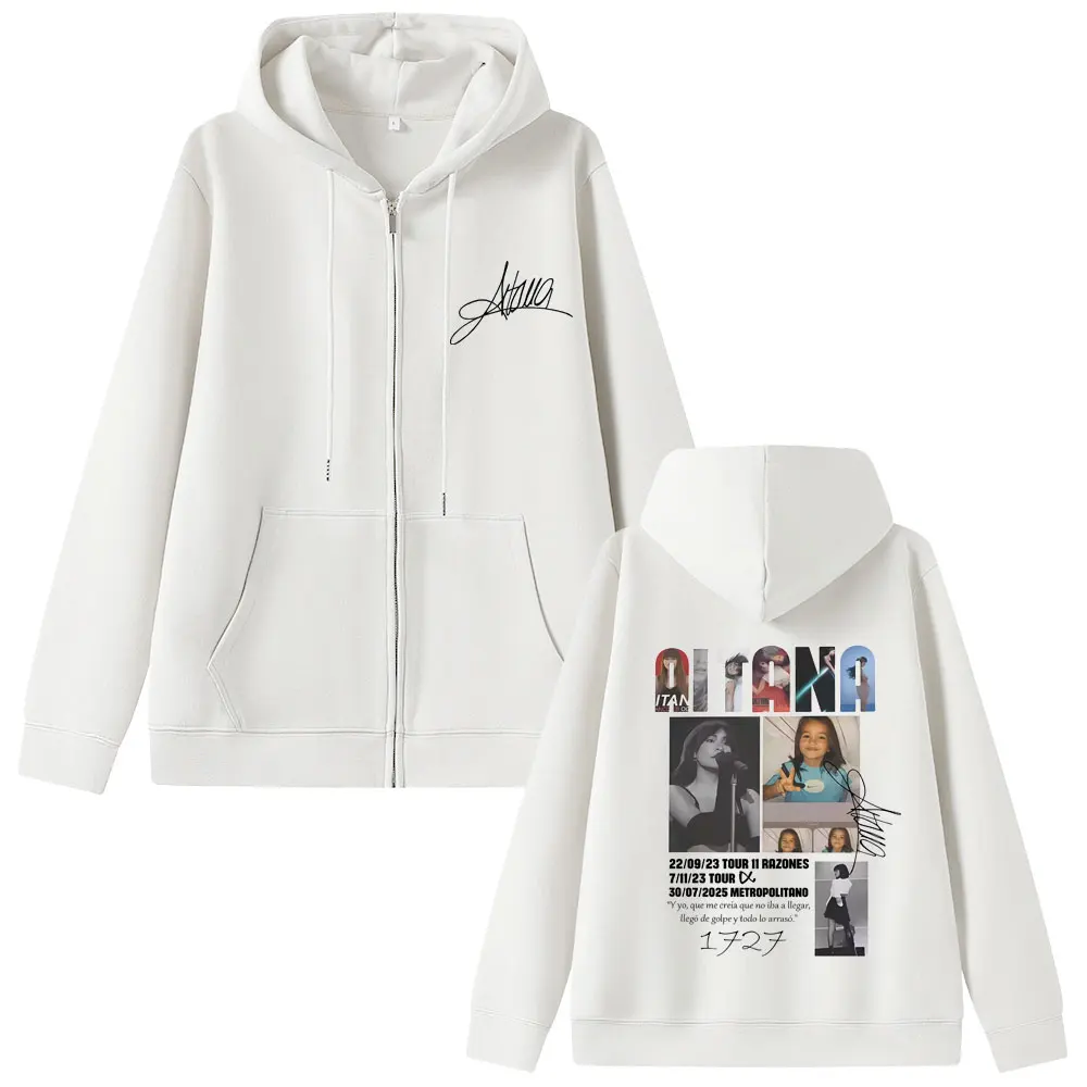Singer Aitana Album Cover Logo Graphic Zipper Hoodie CUARTO AZUL World Tour 2026 Zip Up Hoodies Men Women Fashion Oversized Coat