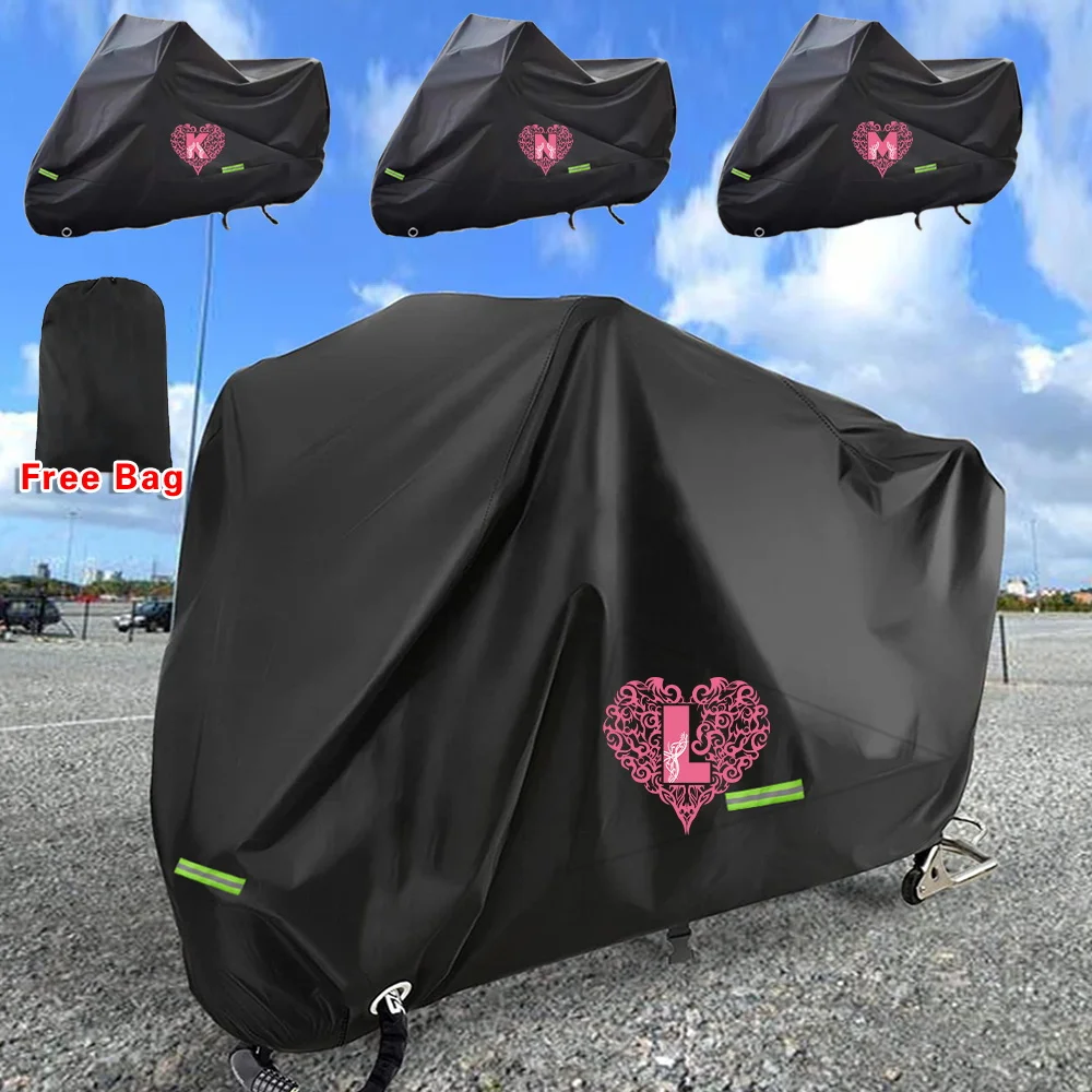 Motorbike Cover Wear-resistant Fabric Moto Scooter All Season Outdoor UV Protector M - 3XL Rainproof Covers Love Letter Pattern