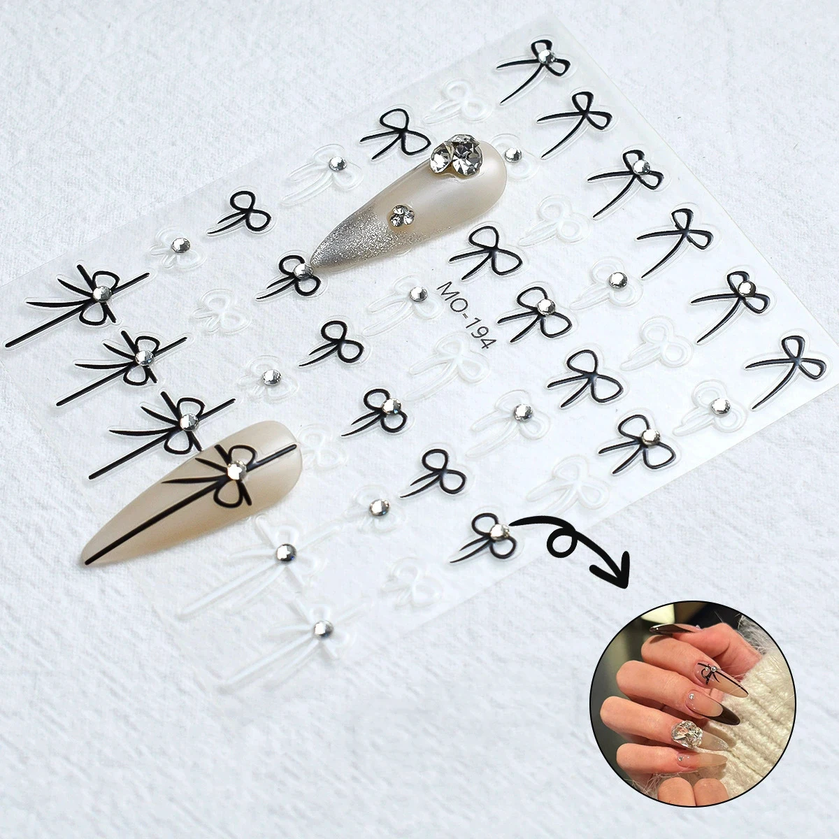 5D in rilievo carino farfalla fiocco nail art decalcomanie diamanti borchie rosso nero bianco fiocchi unghie adesivi decorazioni per manicure