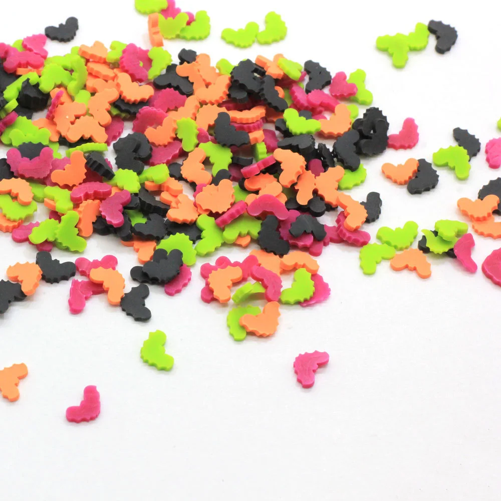 50g Mixed Multicolor 5mm Halloween Bat Polymer Hot Clay Sprinkles for DIY Crafts Nail Arts Scrapbooking For Phone Decor