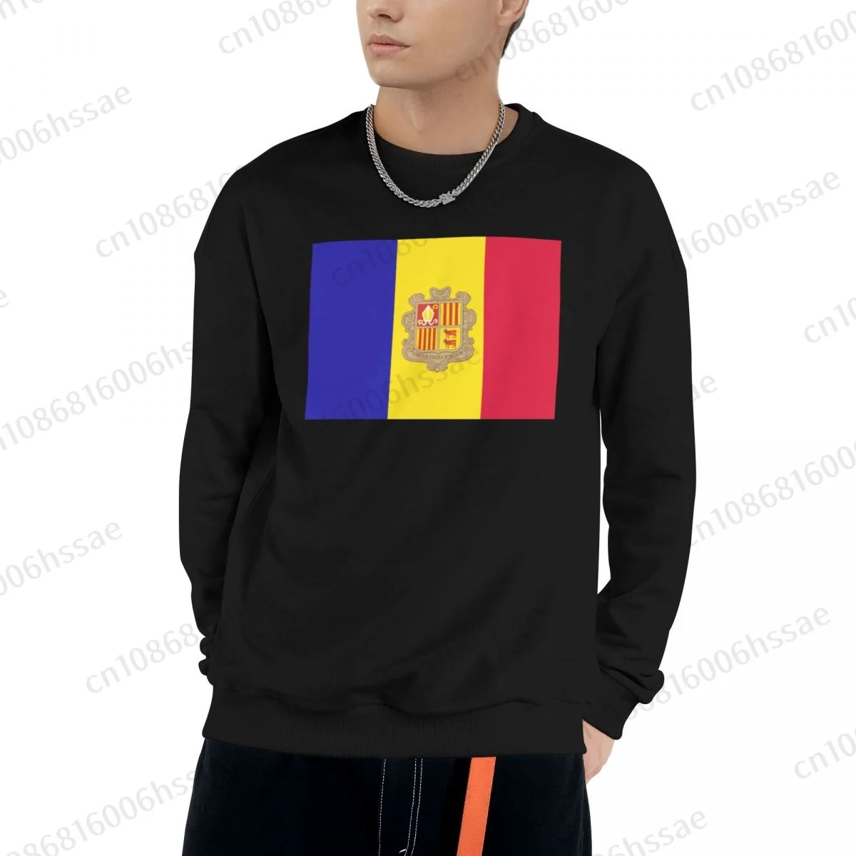 Andorra Flag 1 Men Woman Fall Winter Sweatshirt Round Neck Long Sleeve Length Casual Top