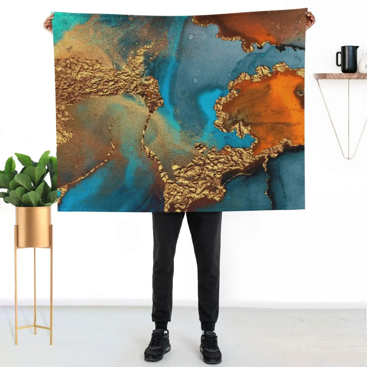 

glamorous gold ink autumn texture Throw Blanket Ultra Plush Cozy Blanket for Napping Sleeping