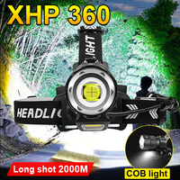 Super XHP360 Powerful LED Headlamp Rechargeable Led Headlight 18650 Head Flashlight Torch XHP90 Camping Fishing Head Lamp