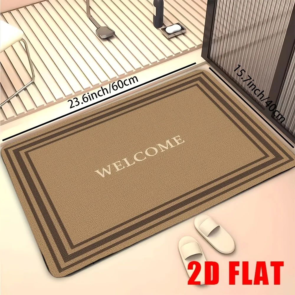 Welcome Mat Doormat Entry Rug Modern Minimalist Beige Carpet Home Decor Non Slip Indoor Mat for Front Door Housewarming Gift