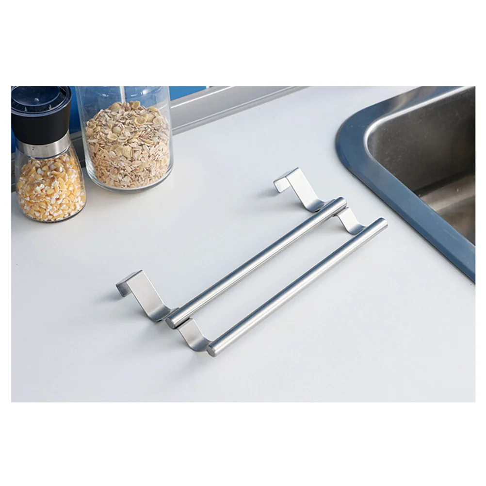 

Over Door Stainless Steel Double Towel Bar Fits Cabinet Thickness 19cm Kitchen Bathroom Towel Rack Kitchen Dish Rack