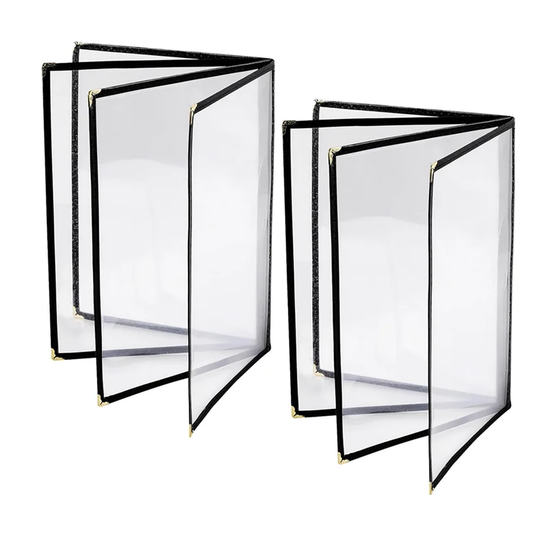 XB-Menu Covers 8.5 X 11 Inch Restaurant Menu Holder 2PCS 4 Page 8 View Transparent Menu Sleeve,Fits A4 Size Paper