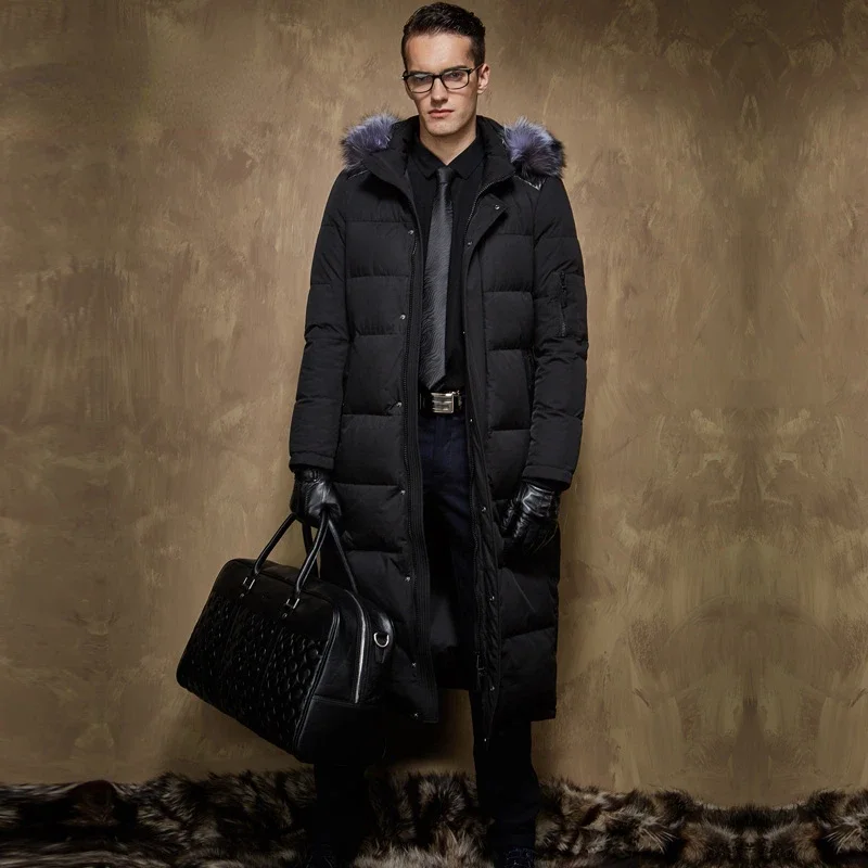 AYUNSUE Winter Coat Man Clothing Fox Fur Collar Long Men's Puffer Jacket Hooded Thicken Warm Male Coat Puffer Jacket Masculina