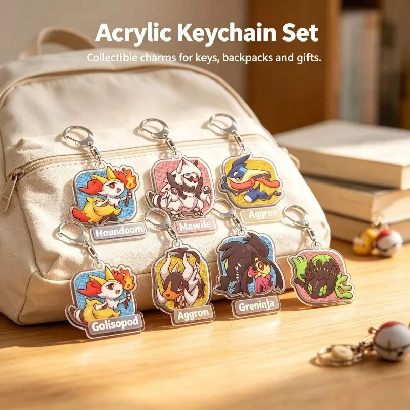 For Pokemon Elf Eeveelution Friends Acrylic Keychain Set Acrylic Selfmade Original Cute Cartoon Anime Keychain Pendant Toy Gift