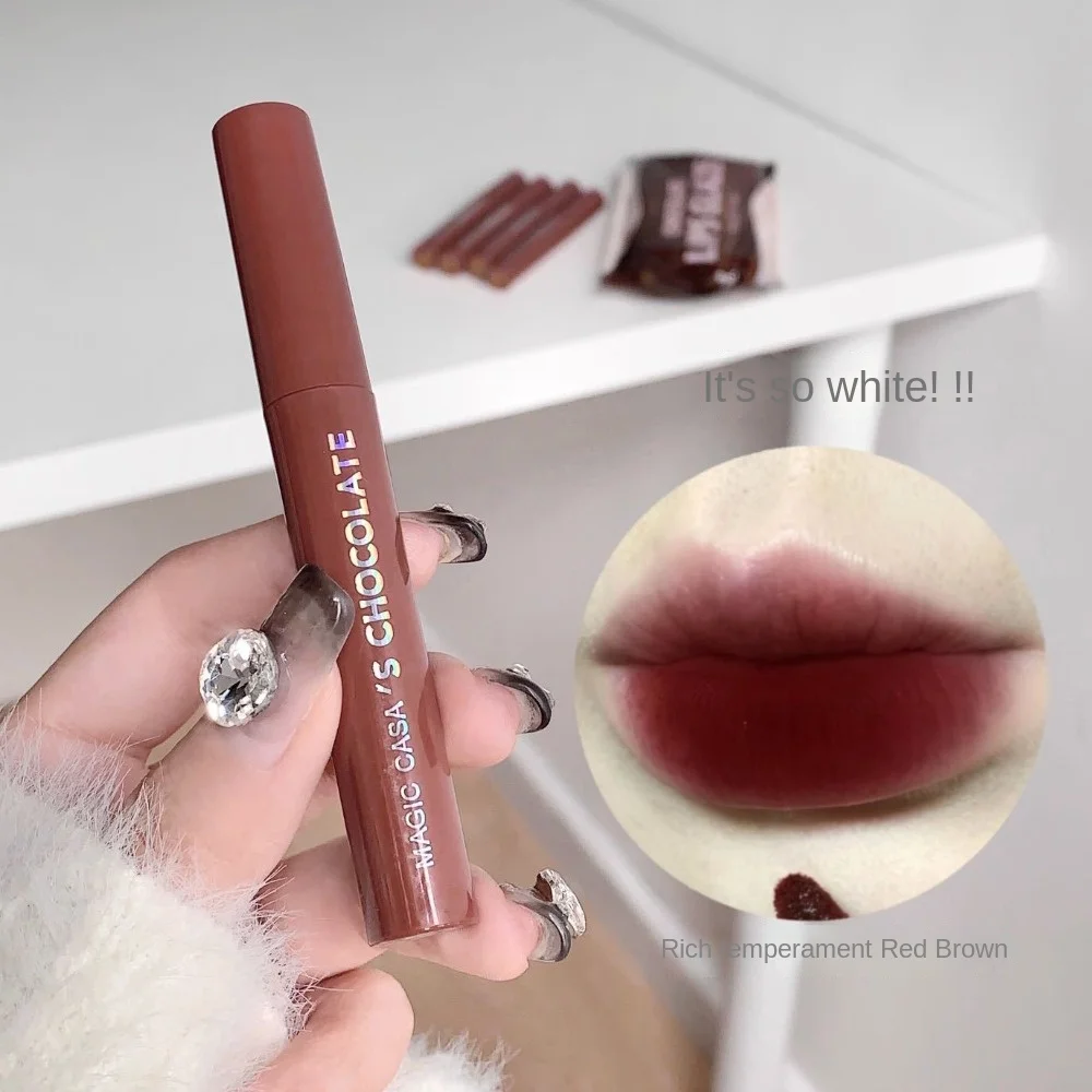 5 stks/set Fluwelen Chocolade Lip Glazuur Set Zachte Matte langdurige Matte Lippenstift Rijke Crème Beauty Makeup Tools Melk koffie Lip