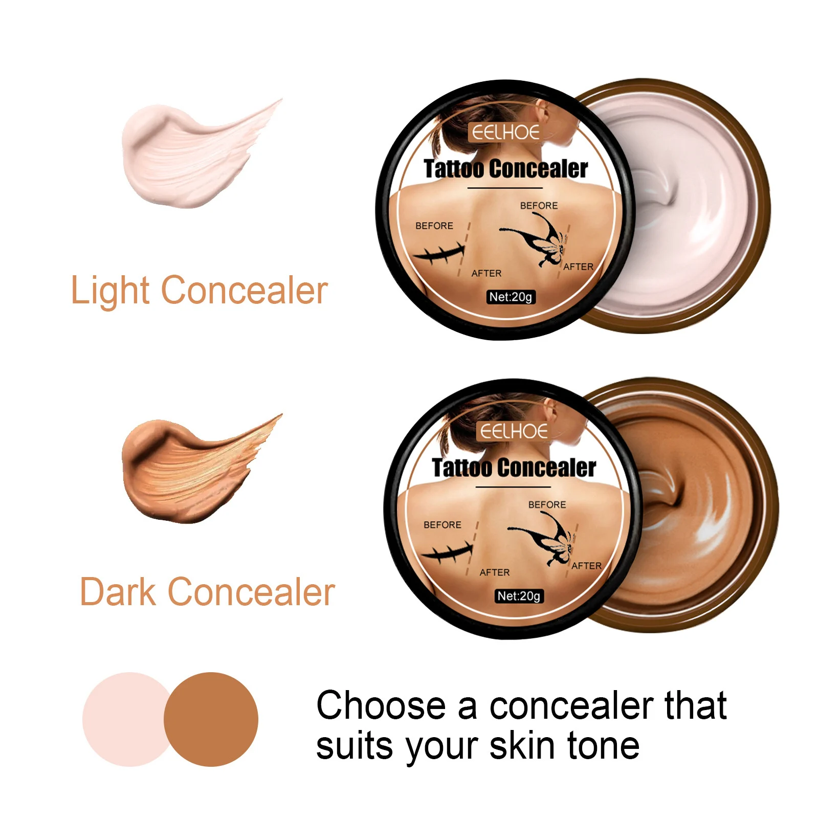 Tattoo Concealer Excellent Full Coverage Concealer Makeup For Acnes 20ml Tattoo Cover-Up Makeup Use On Body For Legs For Men And