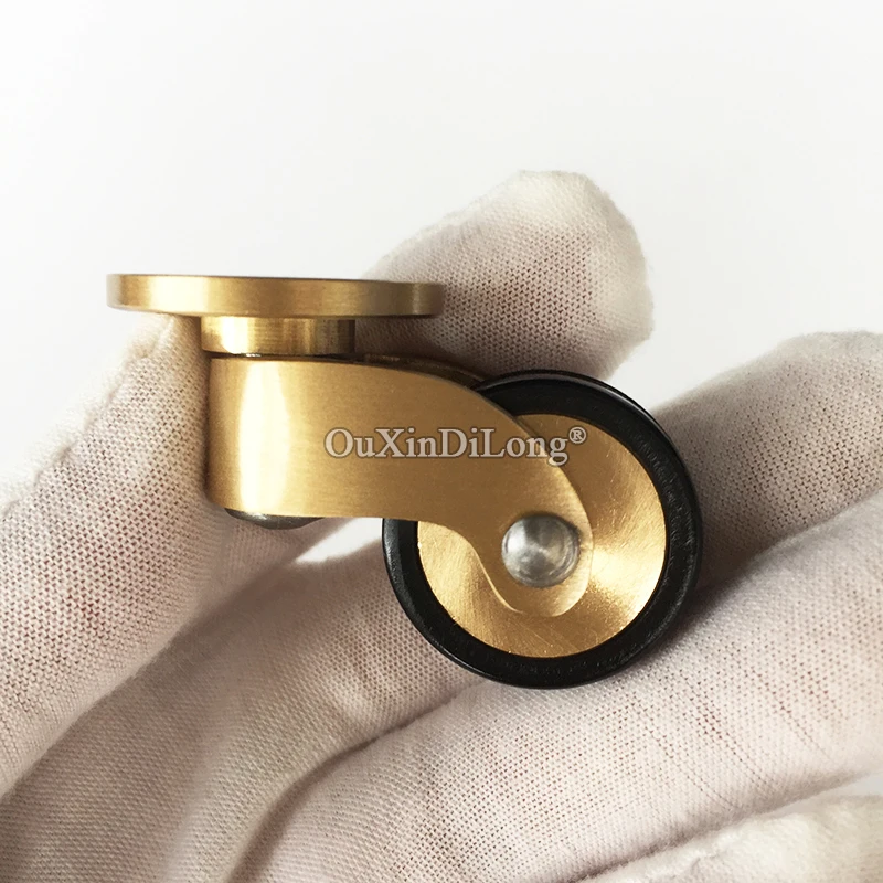 4PCS 1'' Solid Brass+Rubber Silent Casters Wheels Tea Table Chair Sofa Cabinet Furniture Casters 360° Swivel Furniture Rollers
