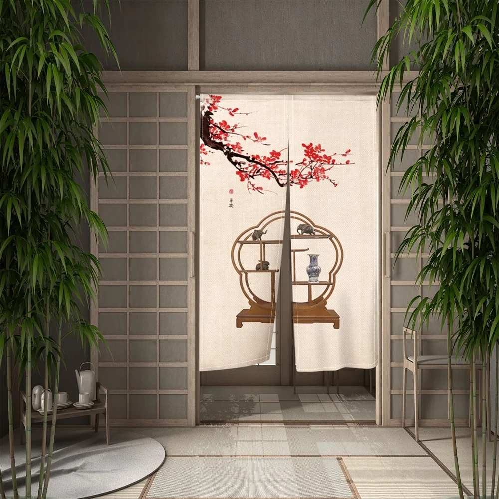 Chinese Style Scenery Door Curtain Landscape Ink Art Painting Curtain Living Room Japanese Doorway Entrance Hanging Half-Curtain
