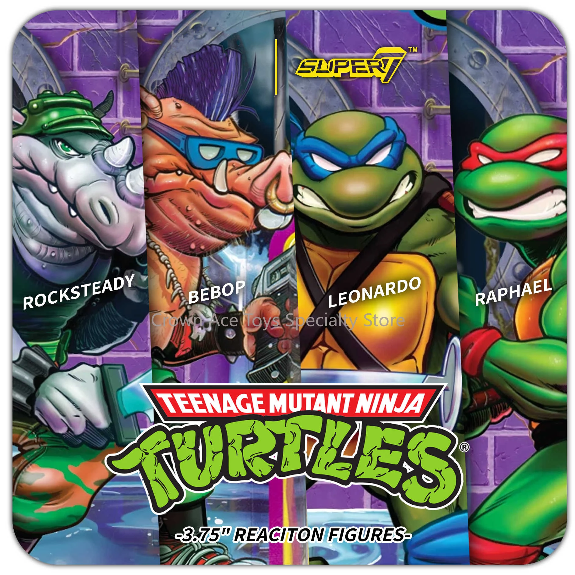 In StockNew Super7 Teenage Mutant Ninja Turtles Raphael Leonardo Bebop Rocksteady 3.75in Action Figures Premium Collectible Toys