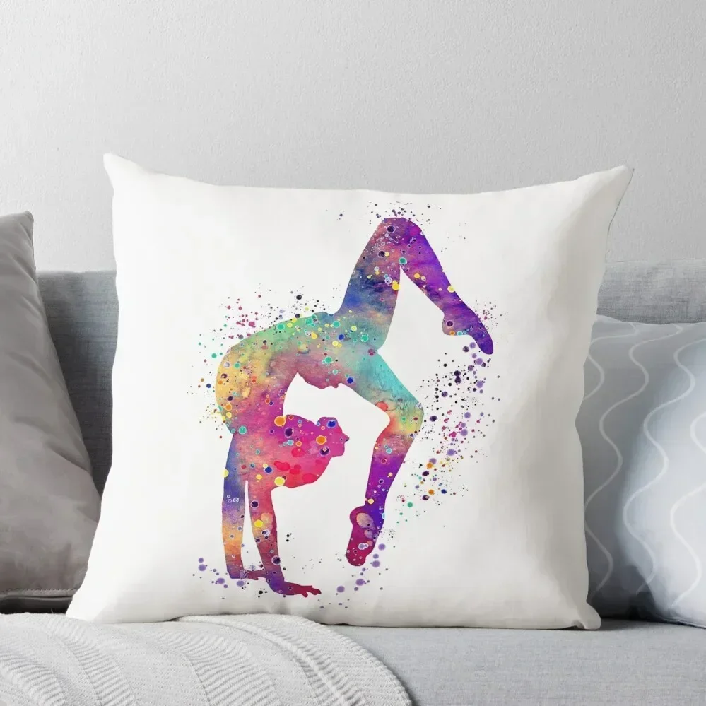 Gymnastics Girl Tumbling Colorful Watercolor Art Gift Throw Pillow anime girl luxury decor Decorative pillow case pillow