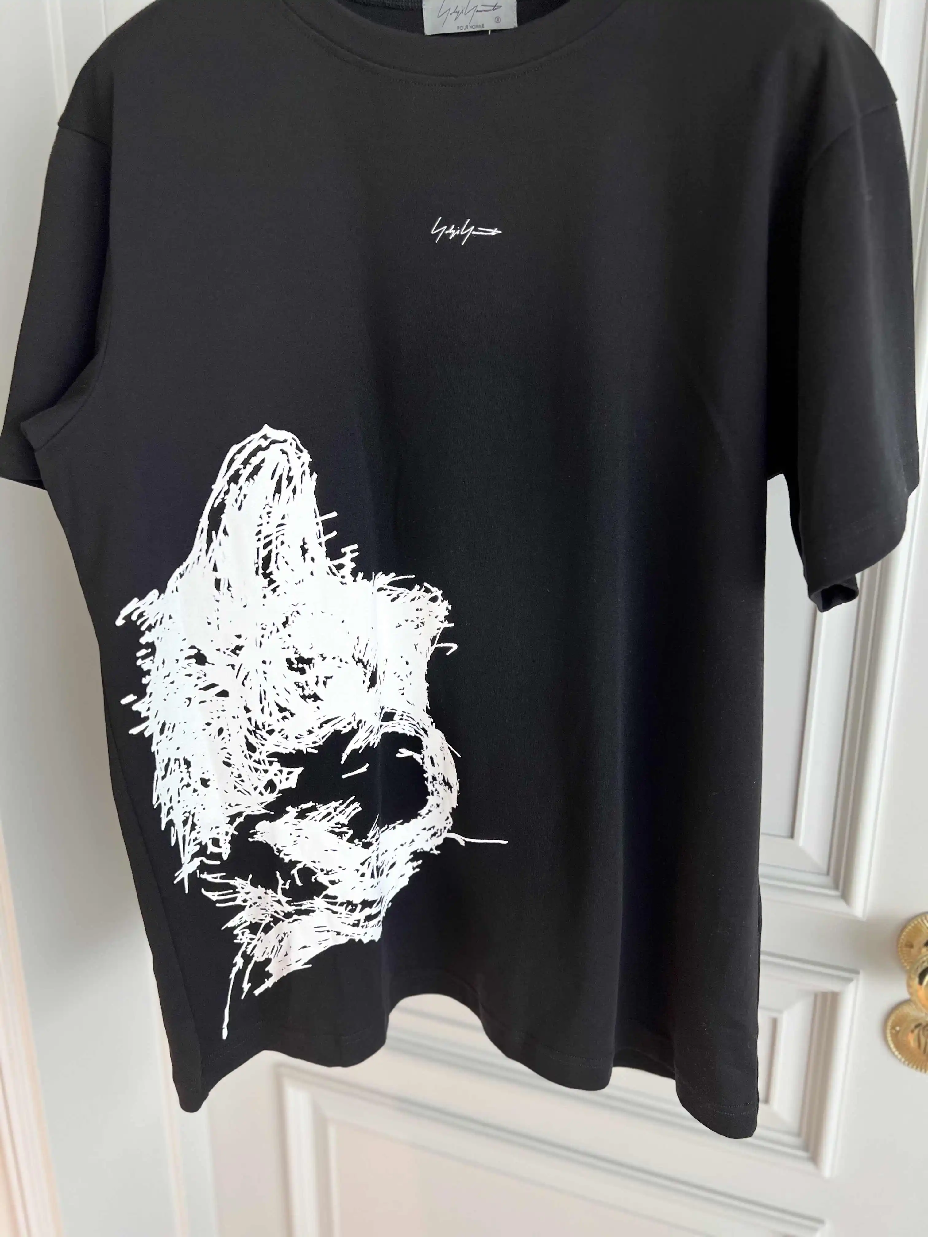 TOP-YAMAMOTO original design abstract front hand-painted T-shirt featuring the dog print of Mr. Ling Jiang