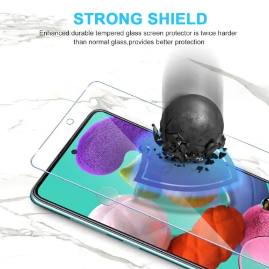 YMO 3 عبوات من واقي الشاشة لهاتف سامسونج جالاكسي A51 4G 5G9H طبقة حماية شفافة عالية الدقة سهلة التركيب فقاعة