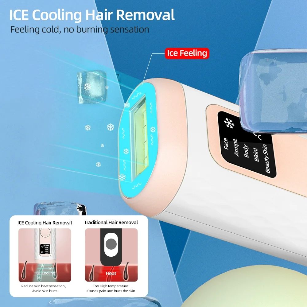 IPL Hair Remover Laser Epilator Devices ICE Cooling 999900 Flashes 3 IN 1 Permanent Painless Whole Body Treament For Women Men