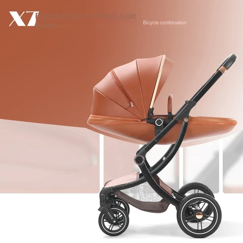 Baby Stroller High Landscape Two-way Swivel Seat Lightweight Foldable Stroller Four Wheels Shock Absorption Baby Stroller 3 in 1