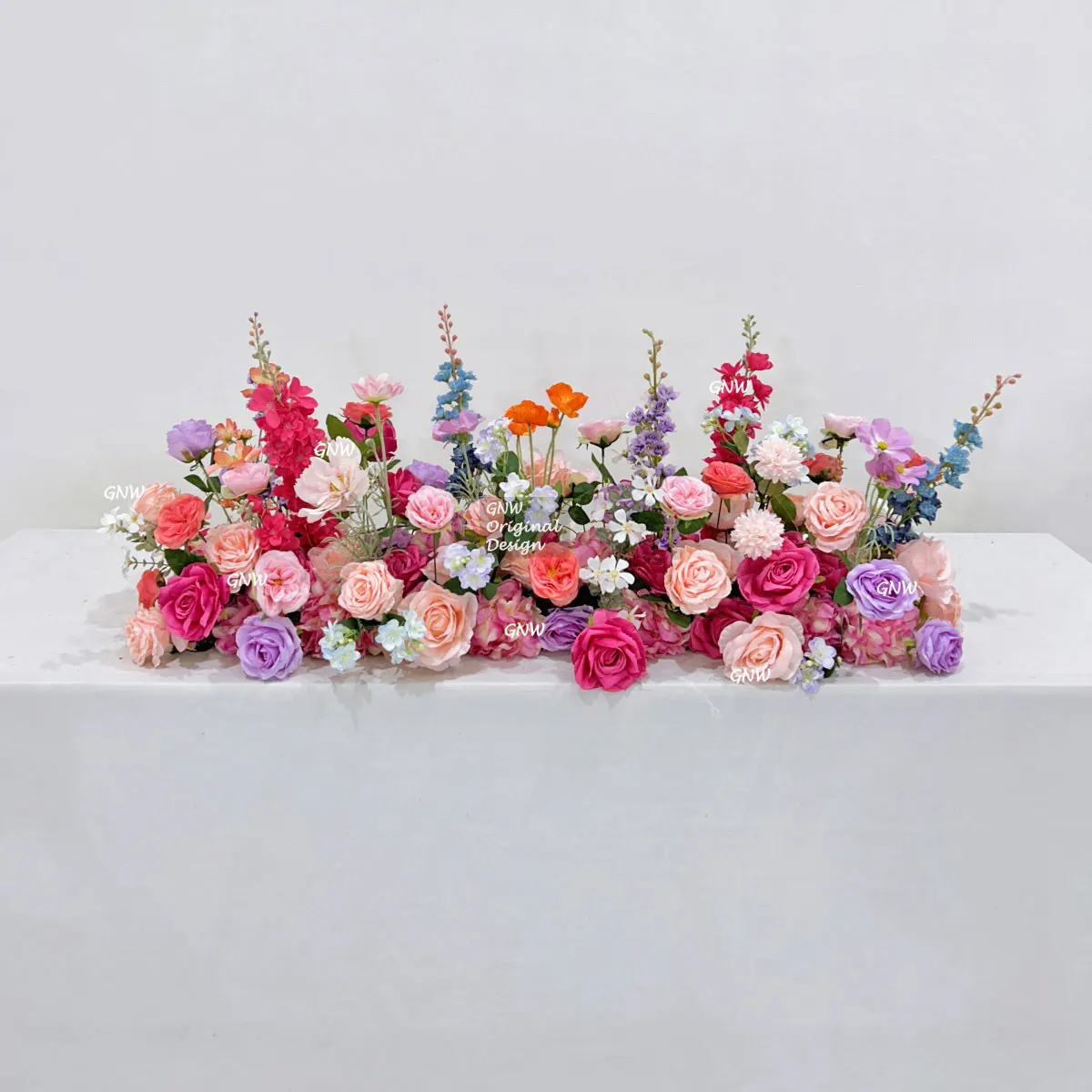 Wedding Reception Table Setup Flower Centerpiece Garland Floral Design with Candle Light Decoration