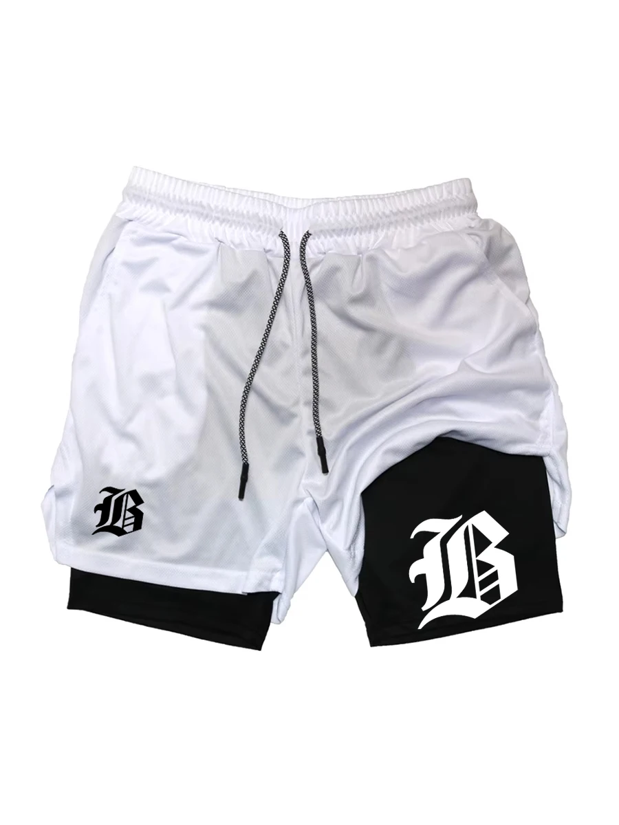 

Men 2 in 1 Double Layer Running Shorts Sports Casual Gym Workout Brand Mesh Breathable Basketball running Shorts Summer RL000438