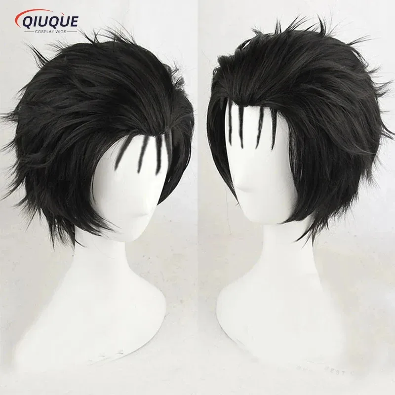

Steins Gate Rintarou Okabe Slick Back Black Short Straight Heat Resistant Cosplay Costume Wigs + Wig Cap