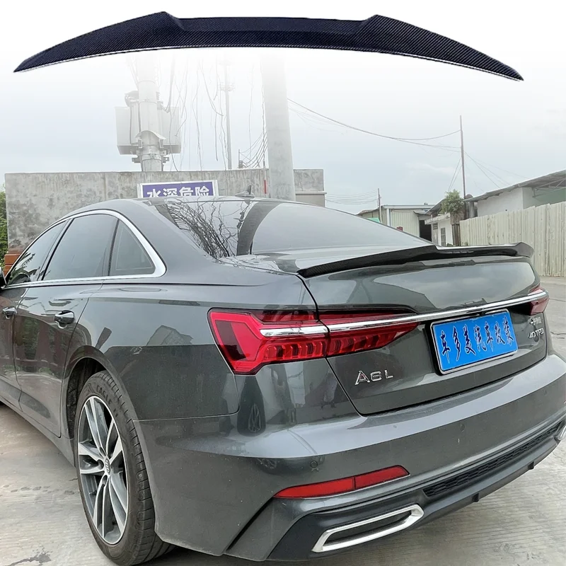 

For AUDI A6 S6 C7 Sedan M4 Style Real Carbon Fiber FRP Unpainted Glossy Black Forged Carbon Rear Spoiler 2012-2016 Trunk Wing