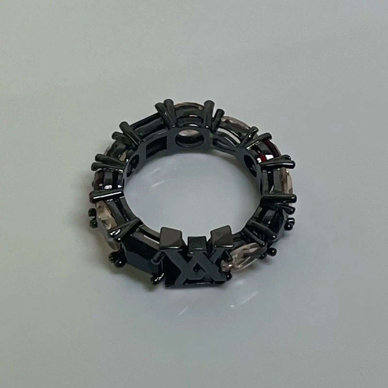 خاتم أحرف الماس المحارب الأسود ، ل المحارب الأسود ، التيتانيوم الصلب قسط روبي الدائري ، لفجيا