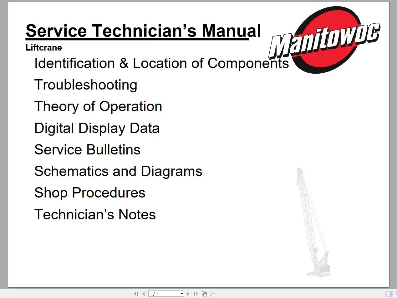 AutoDVD Manitowoc Crawler Cranes 2020 All Models Service Manuals DVD