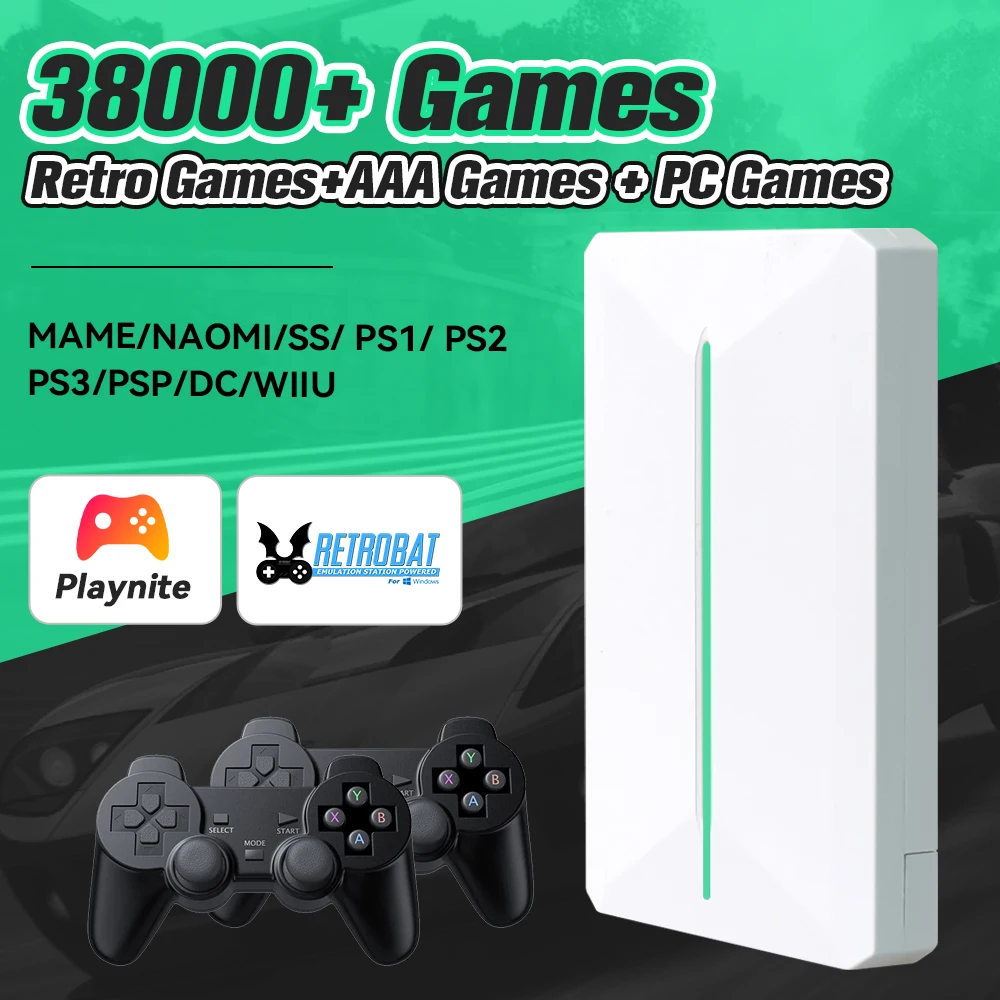 500GB Gaming HDD  Playnite&Retrobat Retro Game Console With 38000+ Games for PS3/PS2/WII/WIIU/MAME/PS1/N64/DC For WIN PC/Laptop