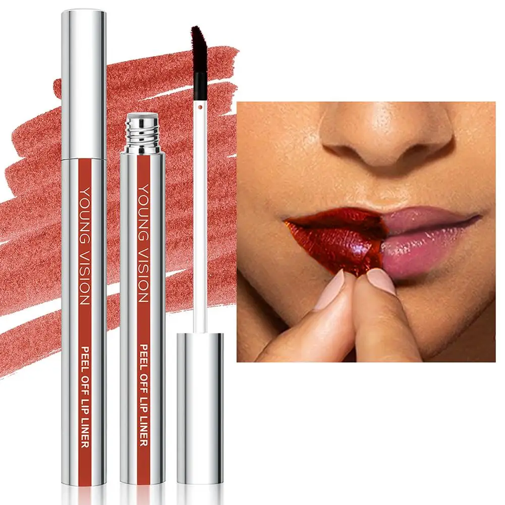 2 Colors Peel Off Lip Liner Highly Pigmented Matte Lip Liner Tattoo Long Lasting Waterproof Lipliner Pencil Non-Stick Lips Gloss