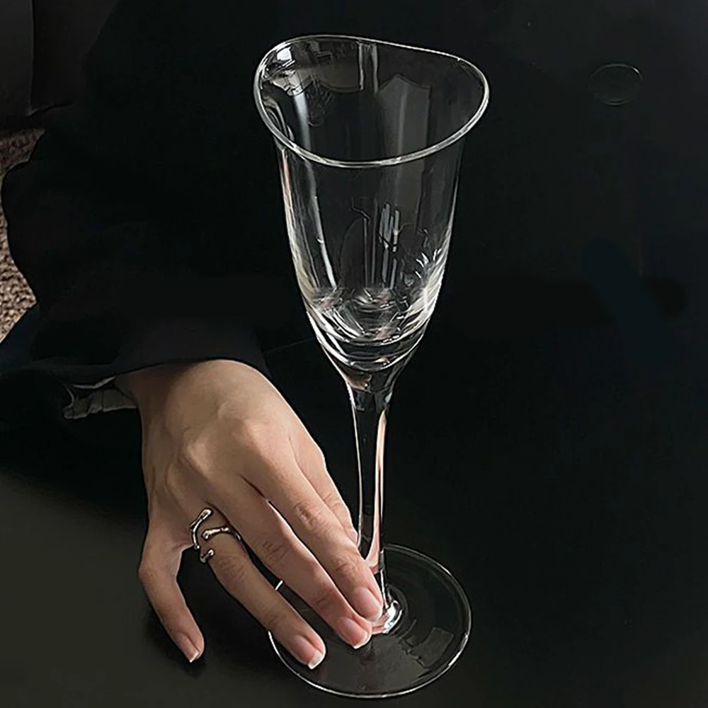 (Can Engrave Logo) 200ML Crystal Champagne Glass, Household Sparkling Wine Cup, Bar Stemware,  Wedding Pair Cup, Cocktail Glass