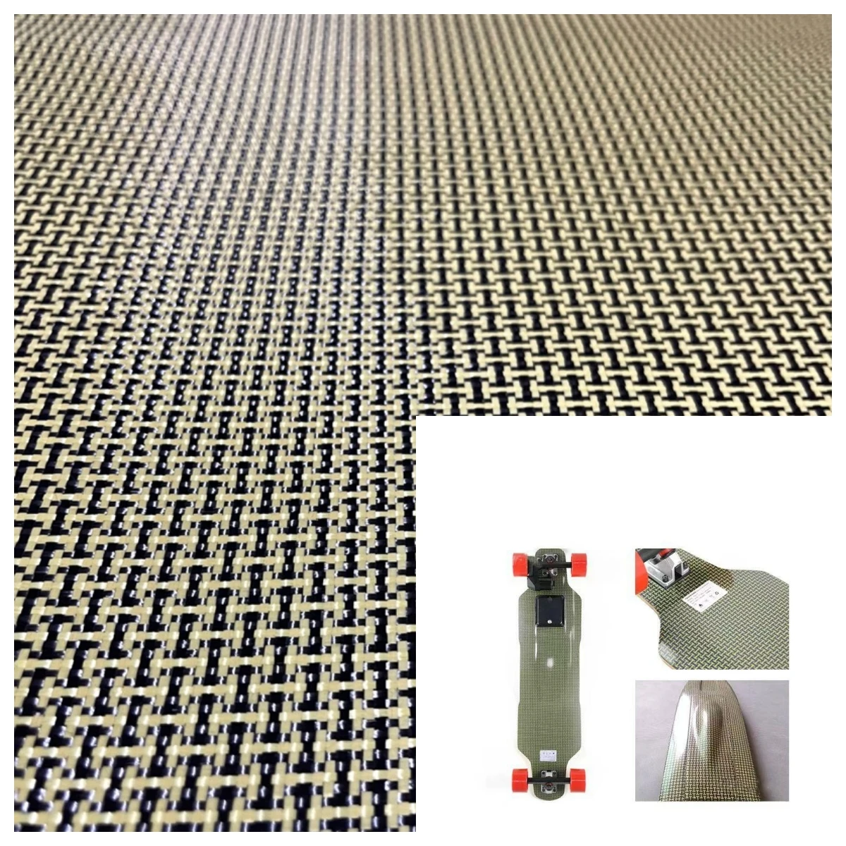 

1100D /3K 200gsm Yellow Kevar & Carbon fibermixed Fabric Piain Hybrid Carbon Kevlar Cloth 100cm*100cm roll up