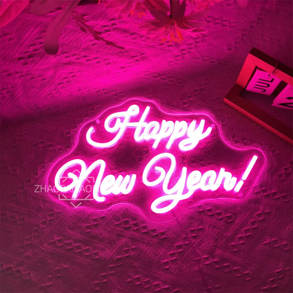 سنة جديدة سعيدة النيون علامات LED غرفة المنزل ديكور جدران حفلة عيد الميلاد أضواء النيون الديكور 2026 السنة الجديدة تخصيص الهدايا #5