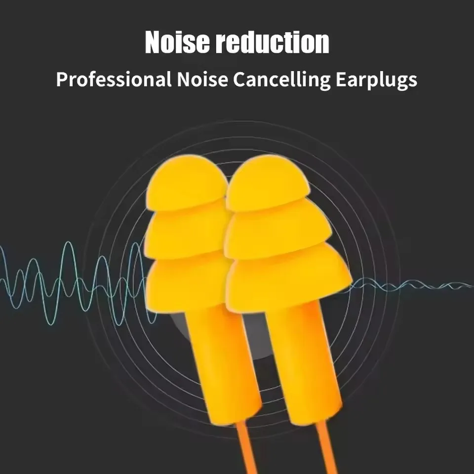 10/1Pairs Silicone Ear Plugs Noise Reduction Waterproof Earplugs with Cord Reusable Corded Earbuds for Swimming Sleeping Working
