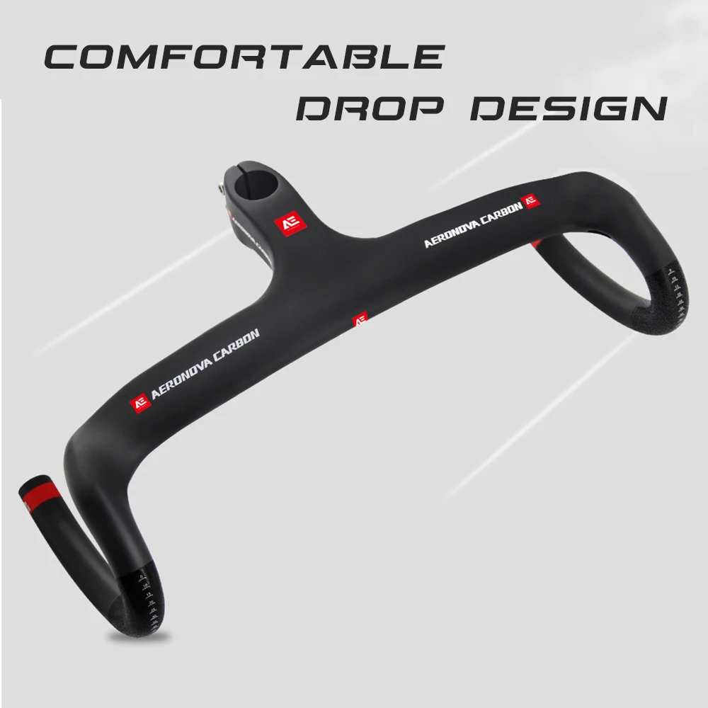 Carbon Road Handlebars AERONOVA Racing Carbon Integrated Stem Handlebar 1-1/8\